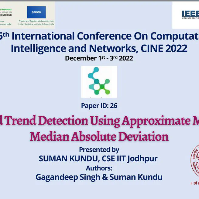 Research Presentation: Outlier and Trend Detection Using Approximate Median and Median Absolute Deviation